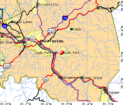 Coal Fork, WV map