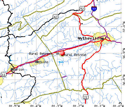 Rural Retreat, VA map