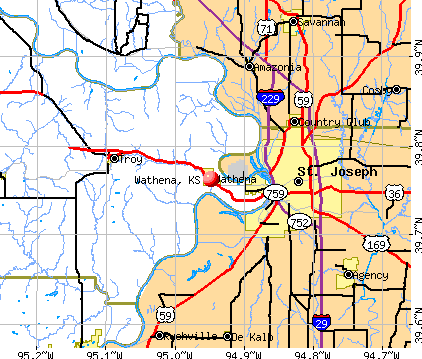 Wathena, KS map
