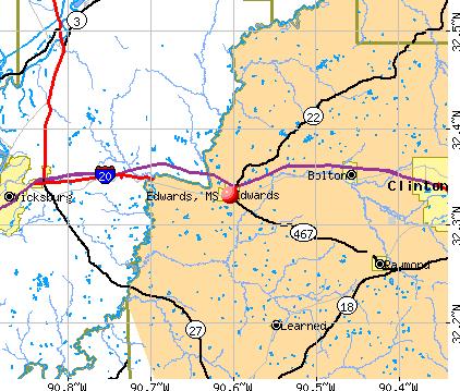 Edwards, MS map