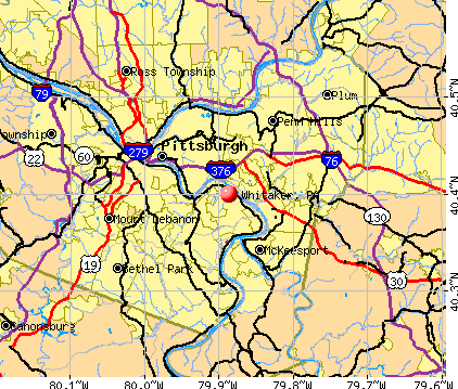 Whitaker, PA map
