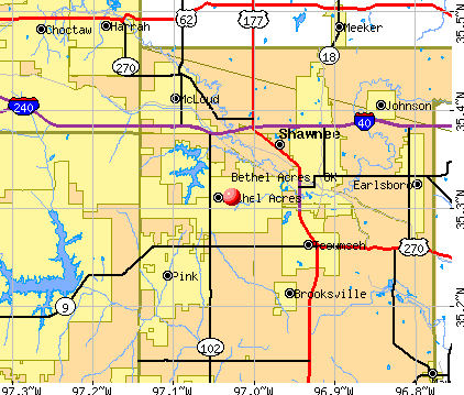 Bethel Acres, OK map