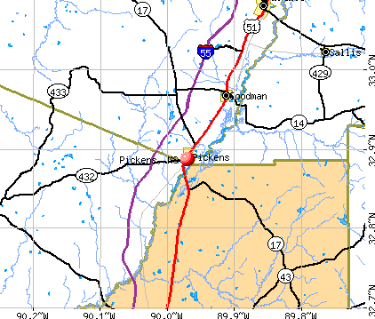 Pickens, MS map