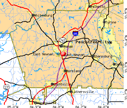 East Newnan, GA map