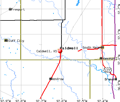 Caldwell, KS map
