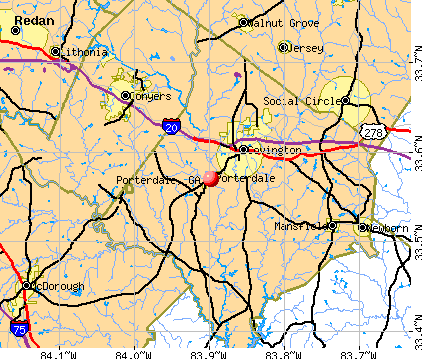 Porterdale, GA map