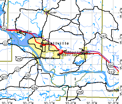 Pottsville, AR map
