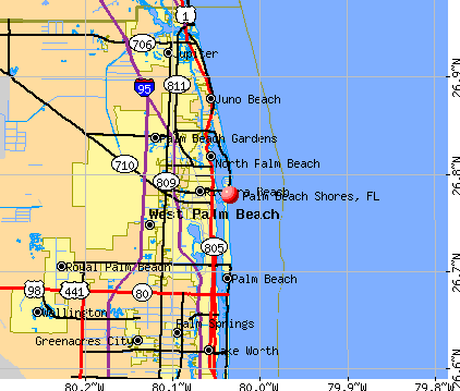 Palm Beach Shores, FL map