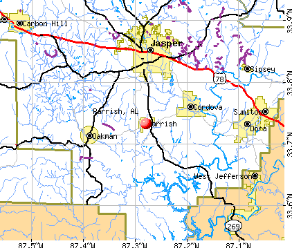 Parrish, AL map