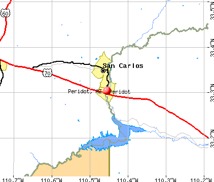 Peridot, AZ map
