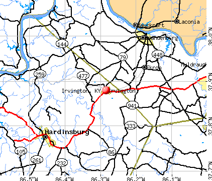 Irvington, KY map