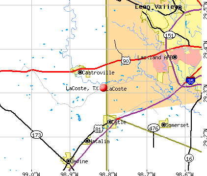 LaCoste, TX map