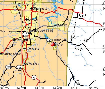 Elkins, AR map