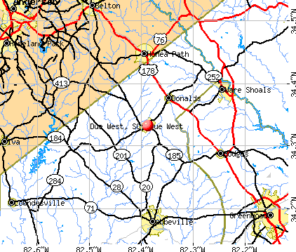 Due West, SC map