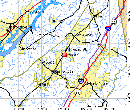 Sylvania, AL map