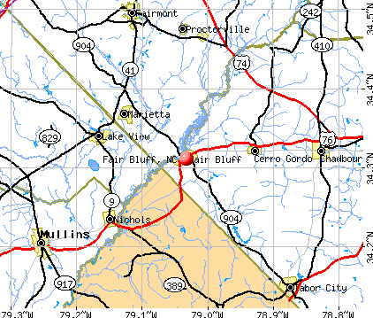 Fair Bluff, NC map