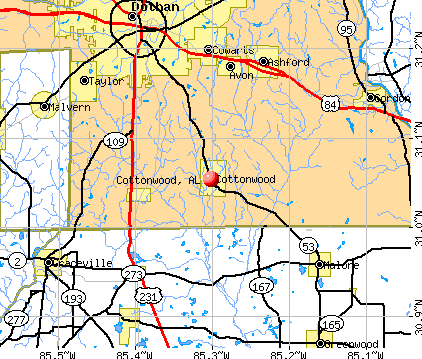 Cottonwood, AL map