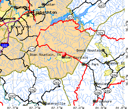 Roan Mountain, TN map