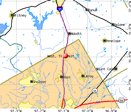 West, TX map