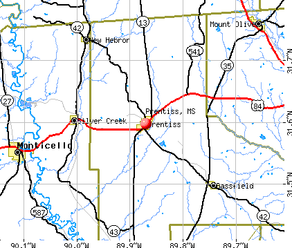 Prentiss, MS map