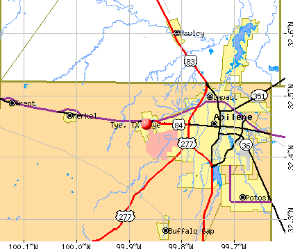 Tye, TX map