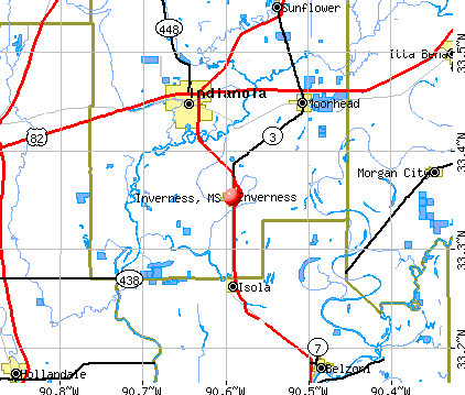 Inverness, MS map