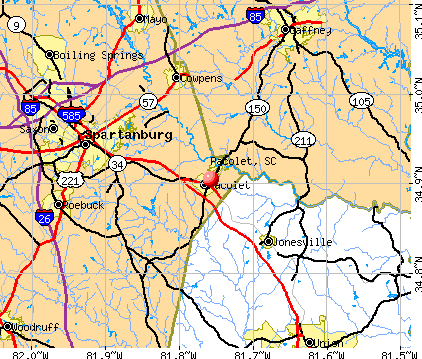 Pacolet, SC map