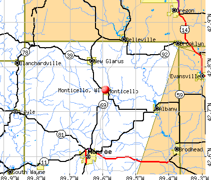 Monticello, WI map