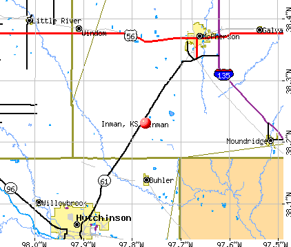 Inman, KS map