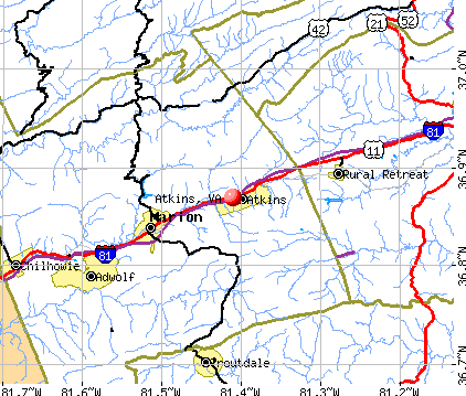 Atkins, VA map
