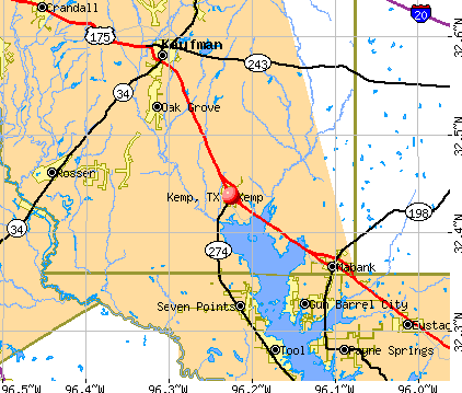 Kemp, TX map
