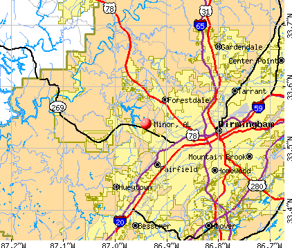 Minor, AL map