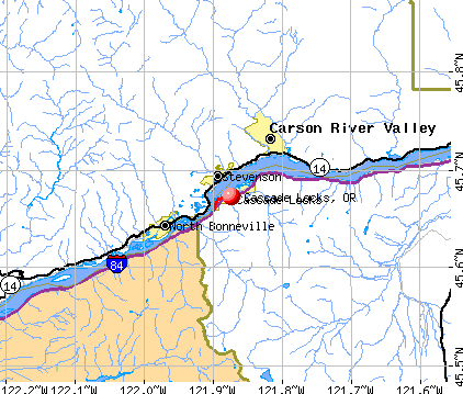 Cascade Locks, OR map