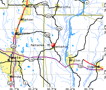 Mantachie, MS map