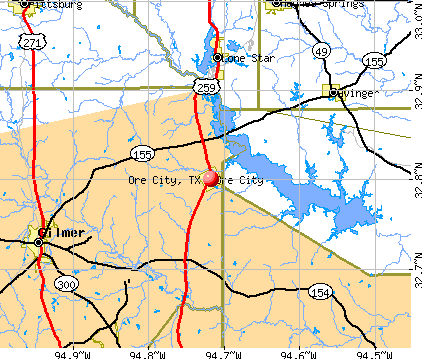 Ore City, TX map