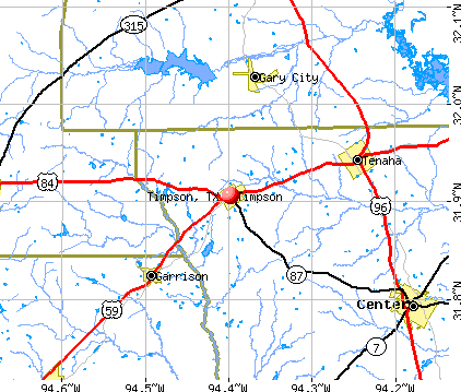 Timpson, TX map