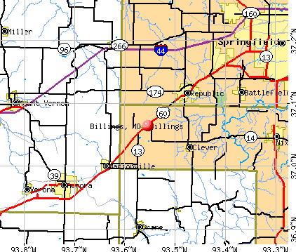 Billings, MO map