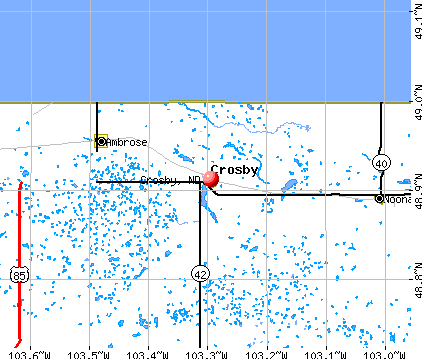 Crosby, ND map