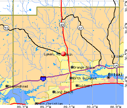 Lyman, MS map