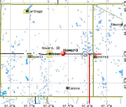 Howard, SD map
