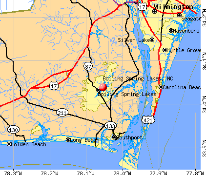 Boiling Spring Lakes, NC map