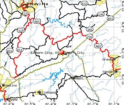 Elkhorn City, KY map