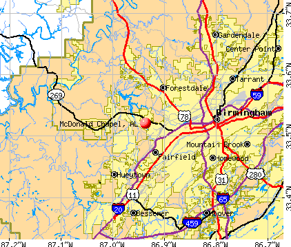McDonald Chapel, AL map