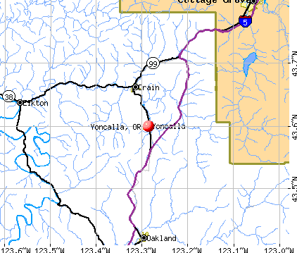 Yoncalla, OR map