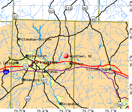 Woodlawn, NC map