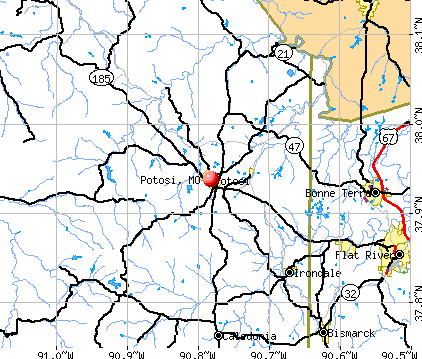 Potosi, MO map