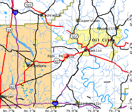 Polk, PA map