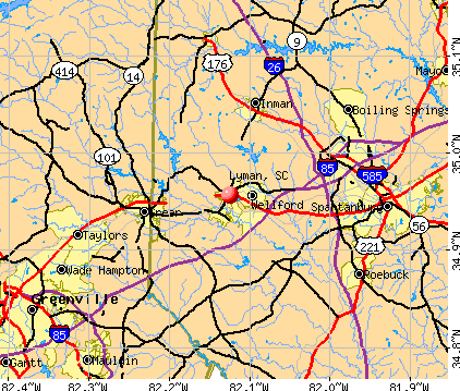 Lyman, SC map