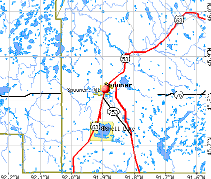 Spooner, WI map