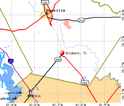 Skidmore, TX map